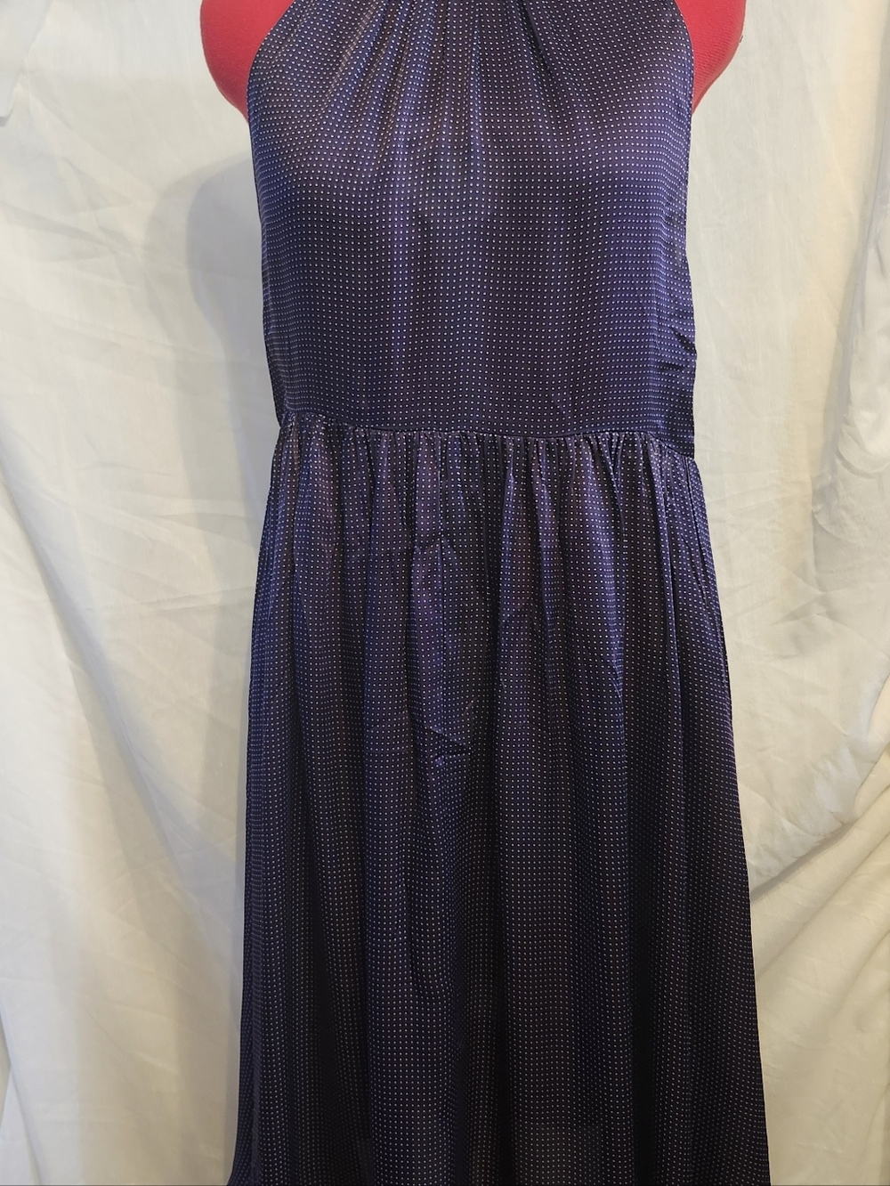 Club Monaco Silk Dress NWT Sleeveless Navy Dress With Daint Polka Dot Midi Dress